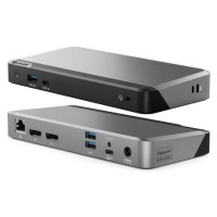 Alogic DX2 Dual DisplayPort 4K 60Hz Display Universal Docking Station - with 65W Power Delivery USB C and USB A Connection