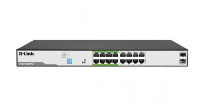 18-Port Gigabit PoE Switch with 16 PoE+ Ports (8 Long Reach 250m) and 2 SFP Uplinks