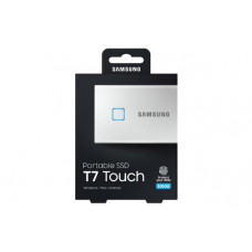 Samsung T7 Touch Portable SSD 500GB,USB3.2, Type-C, R/W(Max) 1,050MB/s, Aluminium Case, Fingerprint Password Security, Silver, 3 Years Warranty