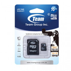 Team Group Memory Card microSDHC 16GB, Class 10, 14MB/s Write*, with SD Adapter, Lifetime Warranty